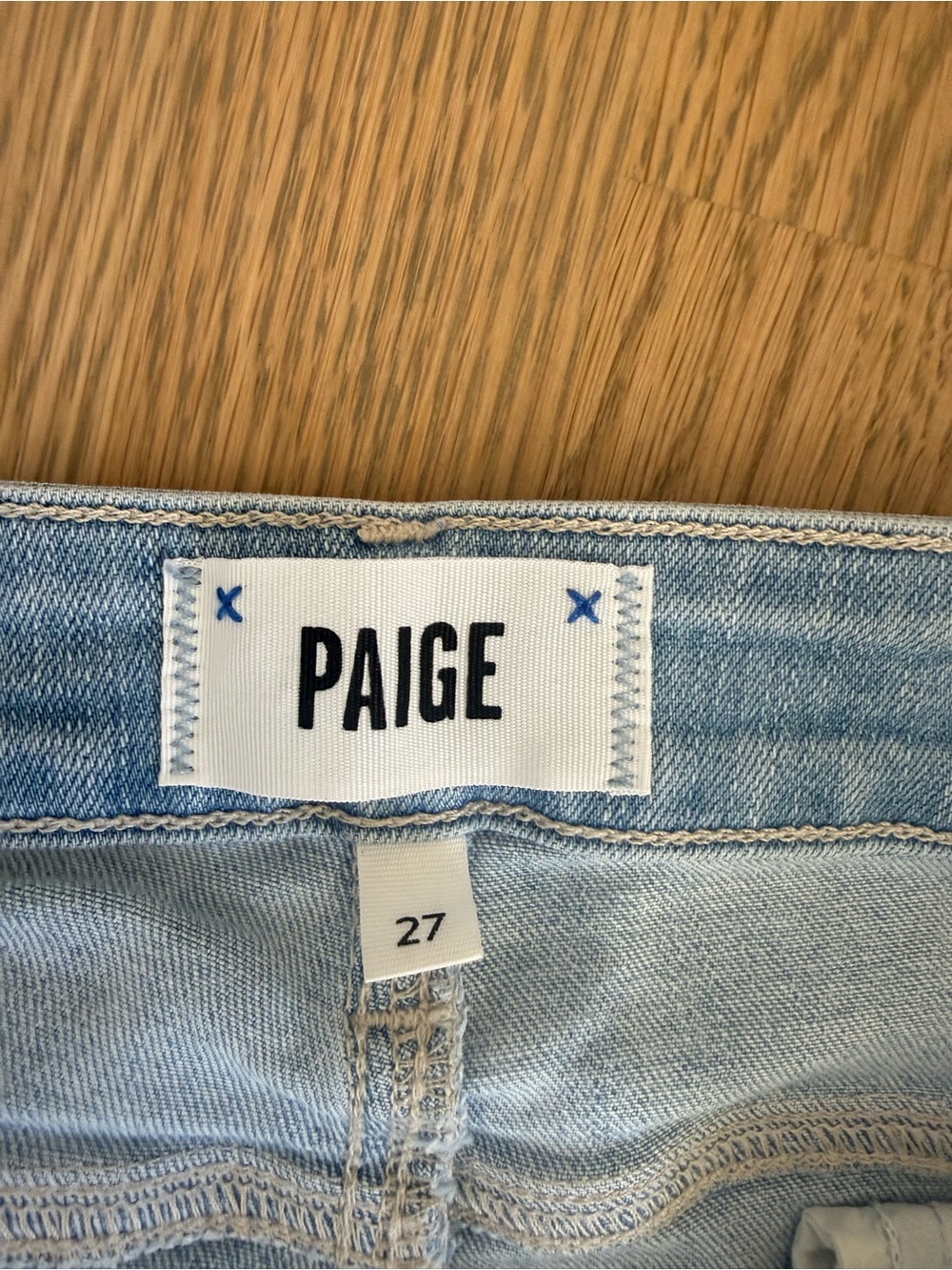 Paige Hoxton Crop Light Blue Women's Distressed Skinny Jeans - Picture 2 of 4